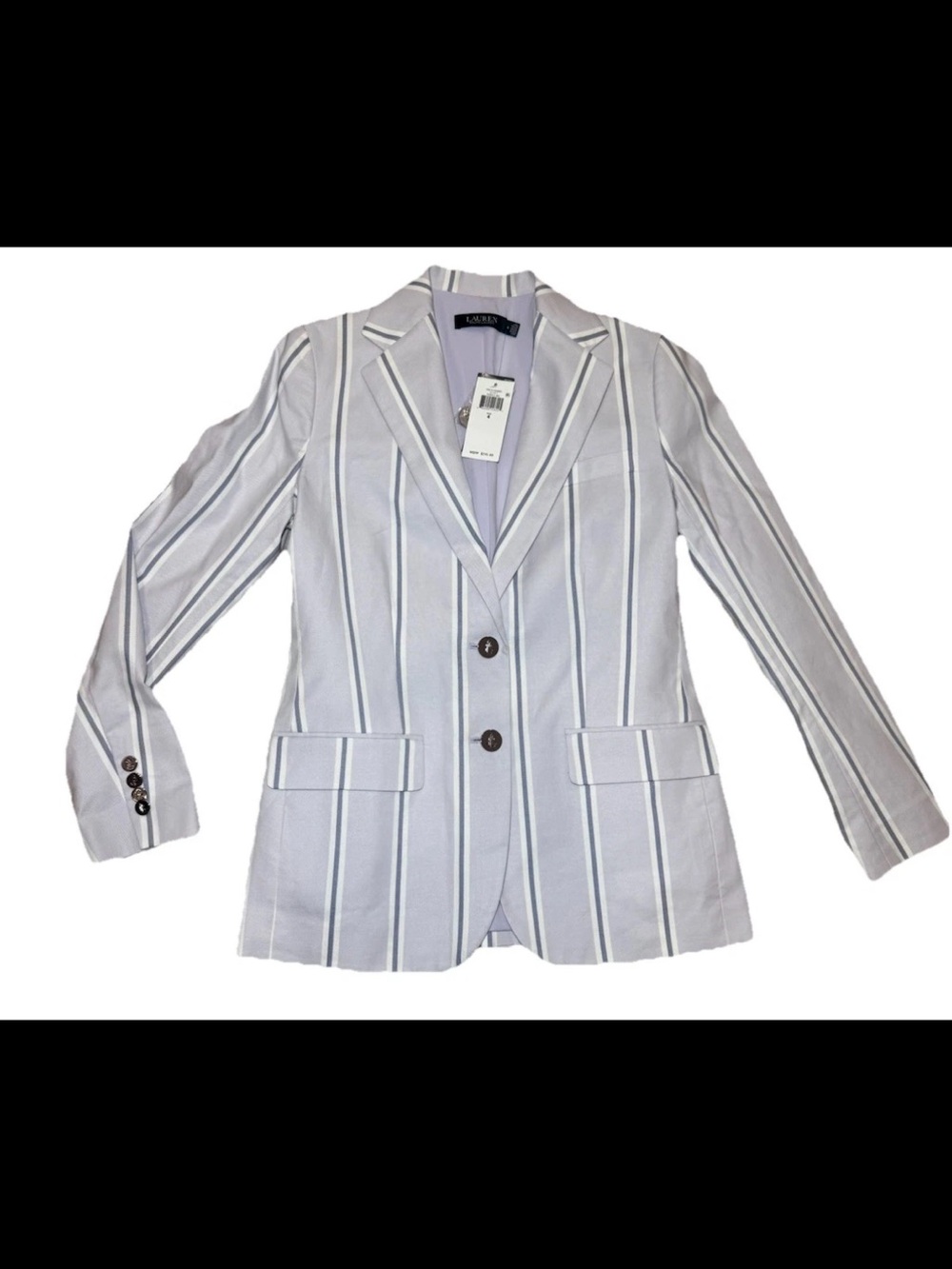 Ralph Lauren Women’s Striped Blazer Jacket Sz 4 White Purple Blue NWT MSRP $245